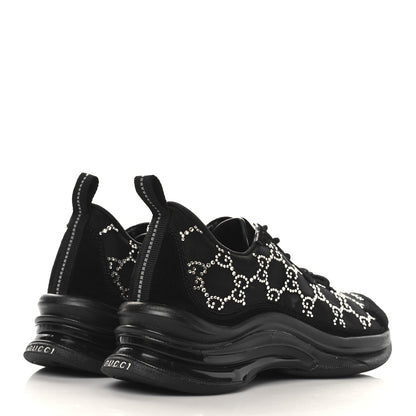 Gucci Tela Retino Mesh Crystal Suede GG Monogram Womens Gucci Run Sneakers 36.5 Black Silver 5 of 11