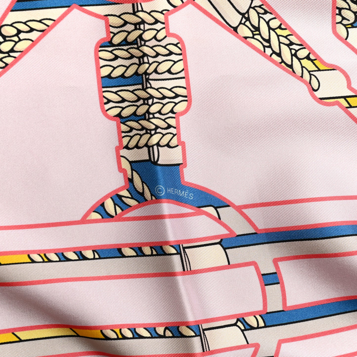 Silk Tatersale En Zigzag Scarf 90 Rose Jaune Vif Cobalt