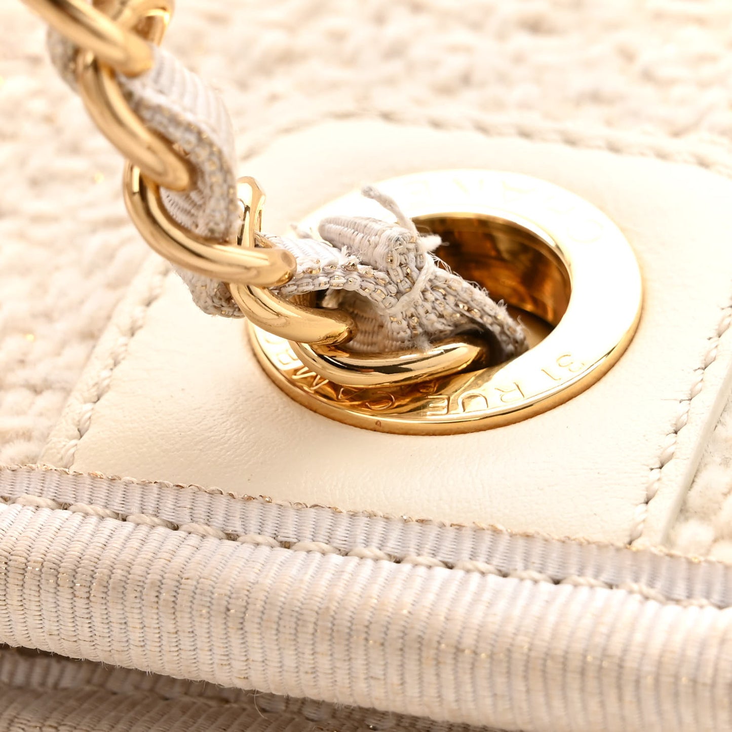 Lurex Boucle Small Deauville Tote Ivory