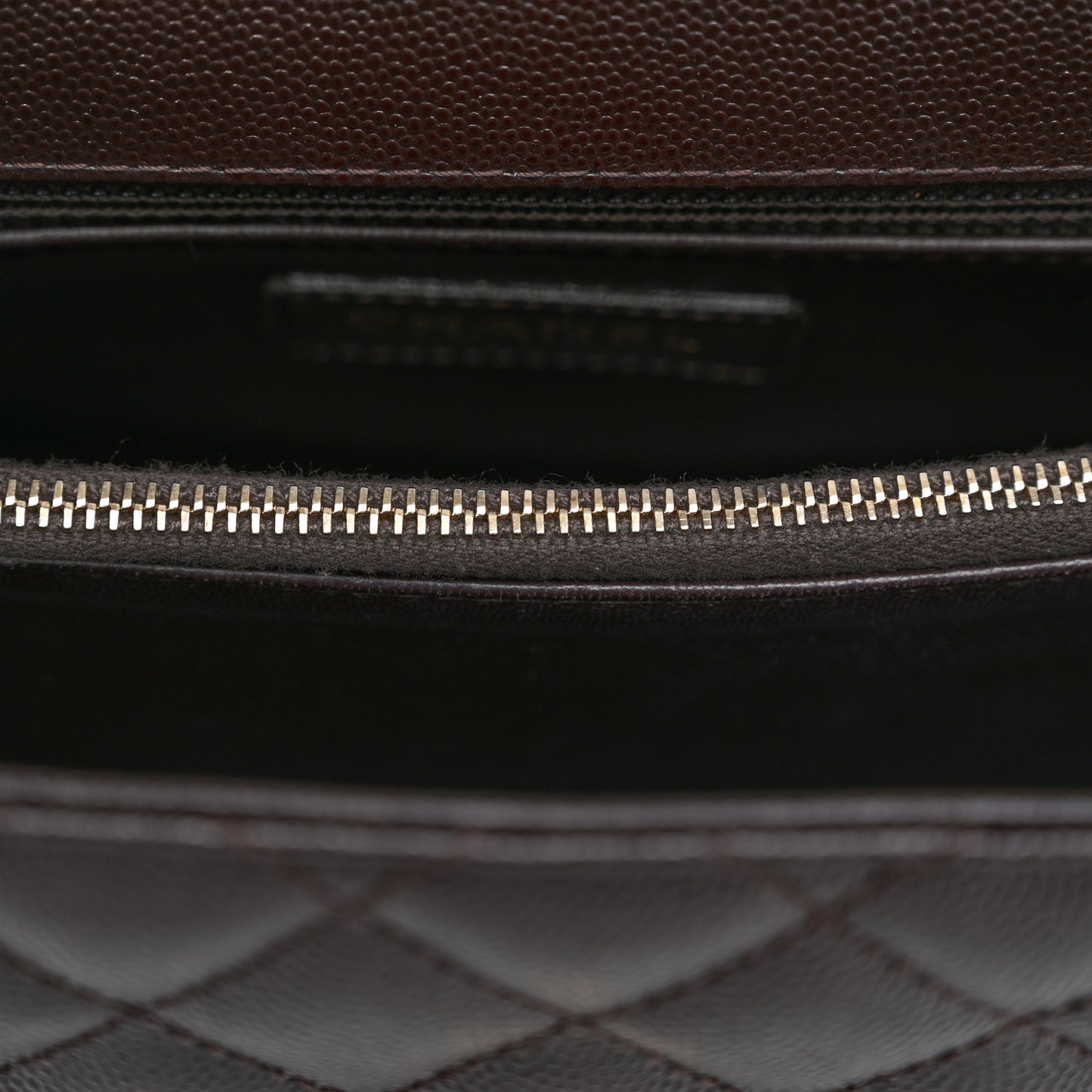 Caviar Quilted Small Coco Handle Flap Dark Brown