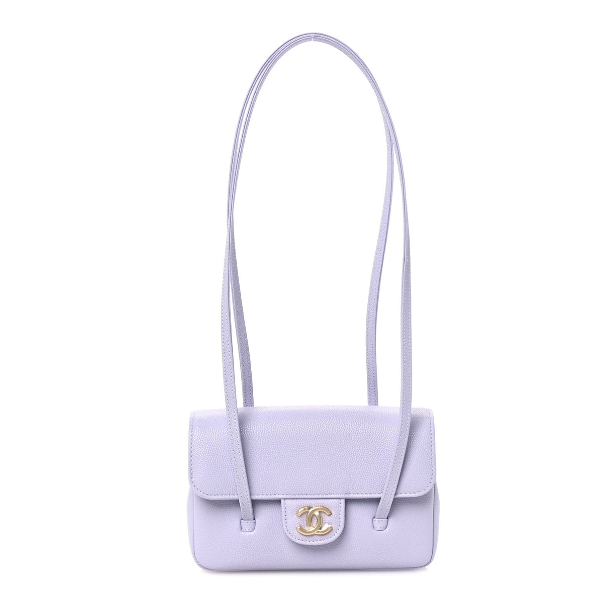 Shiny Caviar Mini Preppy Coco Shoulder Bag Purple