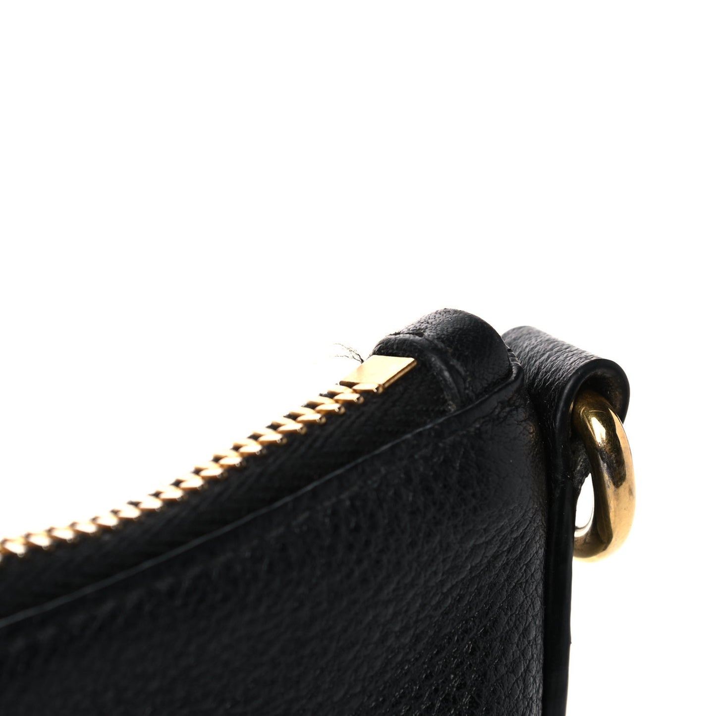 Vitello Daino Zippered Shoulder Bag Black
