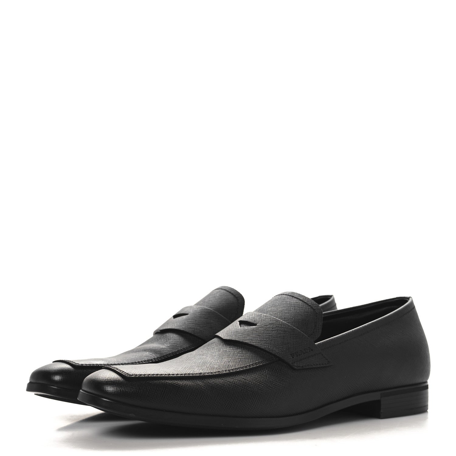 Prada Saffiano Mens Penny Loafers 9 Black 4 of 10