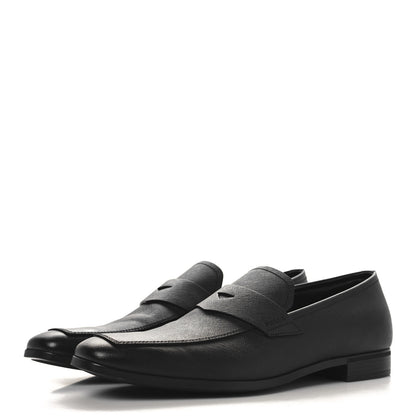Prada Saffiano Mens Penny Loafers 9 Black 4 of 10