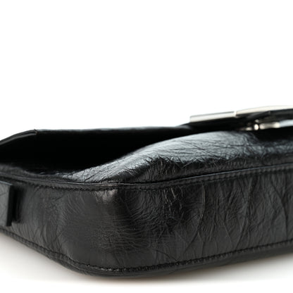 Fendi Crackled Calfskin Baguette 26424 Black 9 of 10