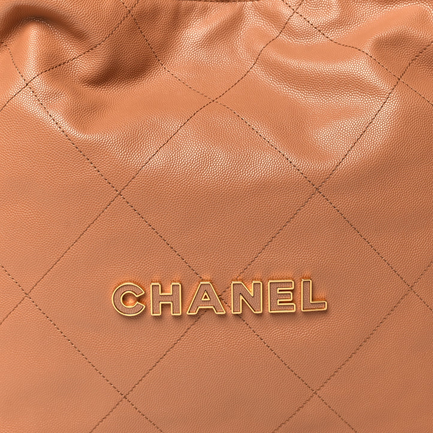 Shiny Caviar Quilted Chanel 22 Brown