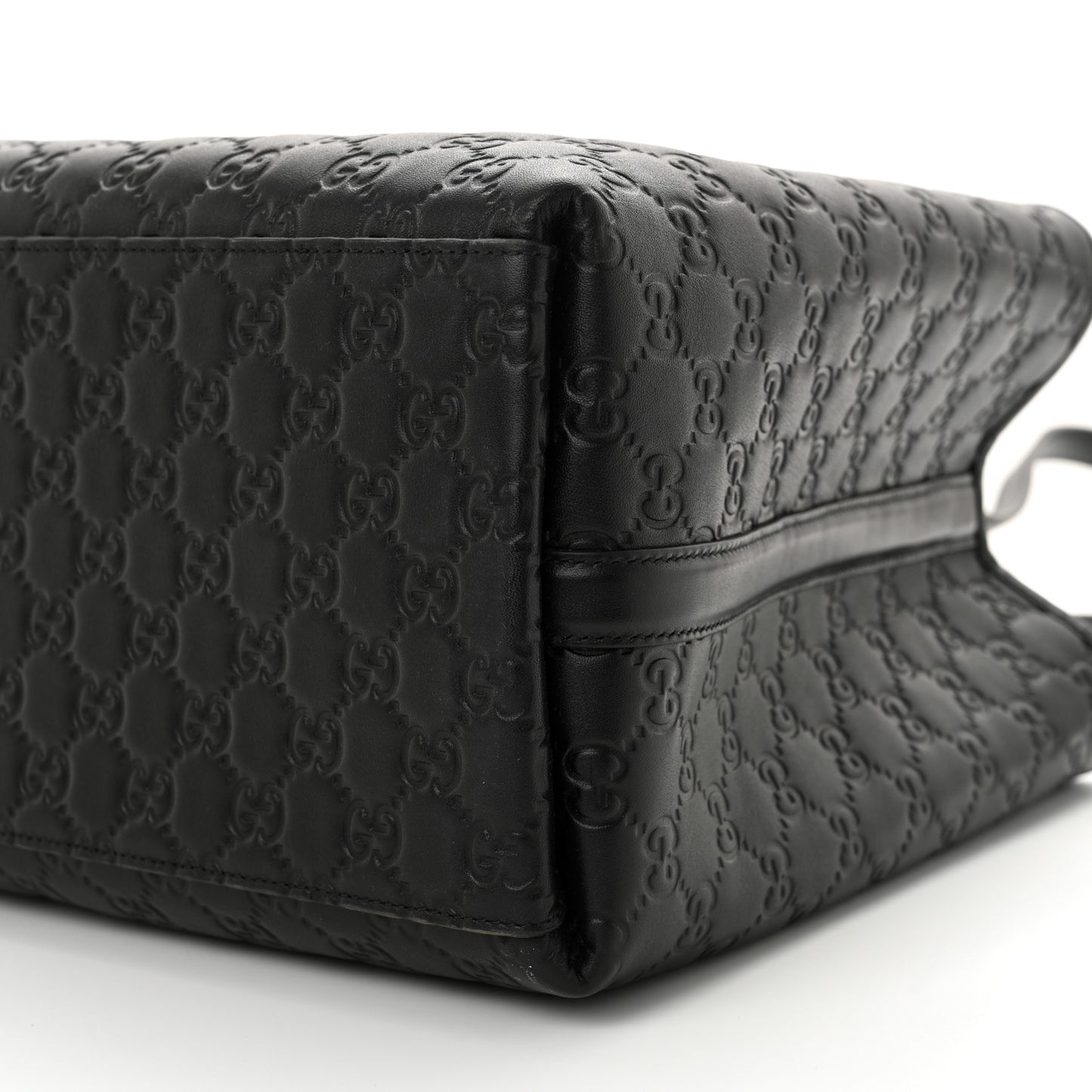 GG Calfskin Embossed Calfskin Large Tote Bag Black