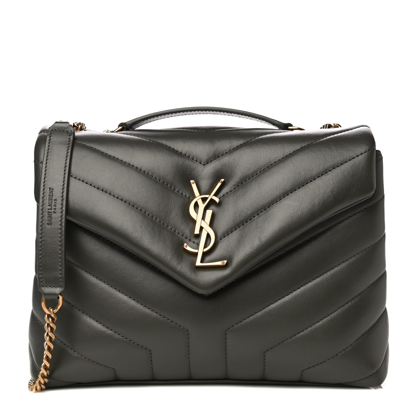 Calfskin Y Quilted Monogram Small Loulou Chain Satchel Pebble