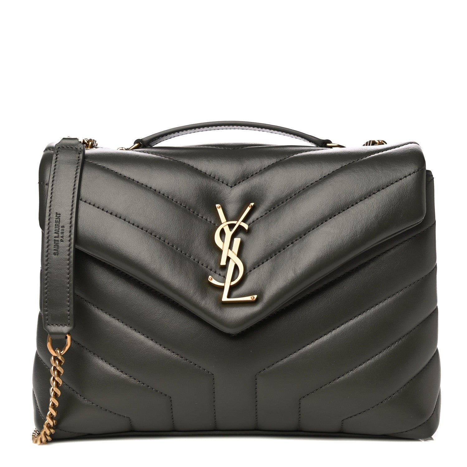 Saint Laurent Calfskin Y Quilted Monogram Small Loulou Chain Satchel Pebble 1 of 12