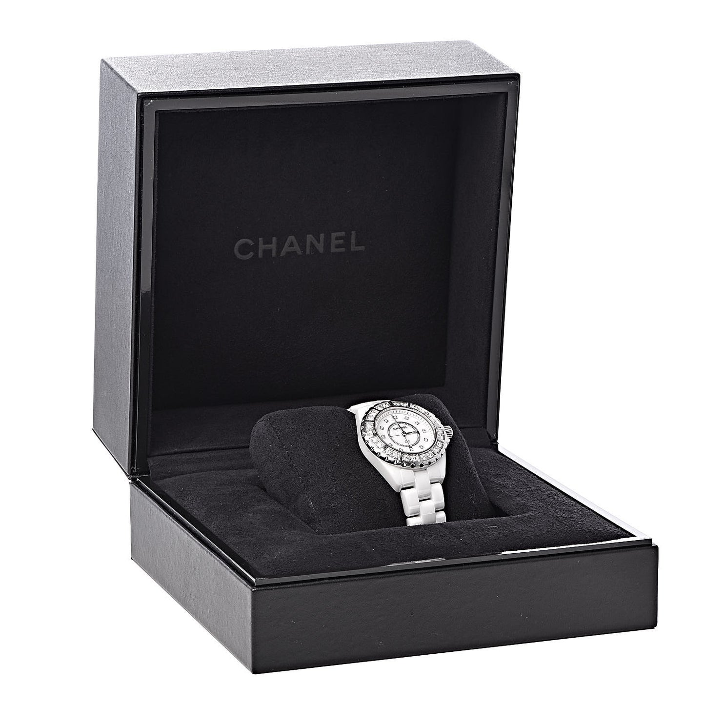 Stainless Steel Ceramic Diamond 33mm J12 Quartz Watch White