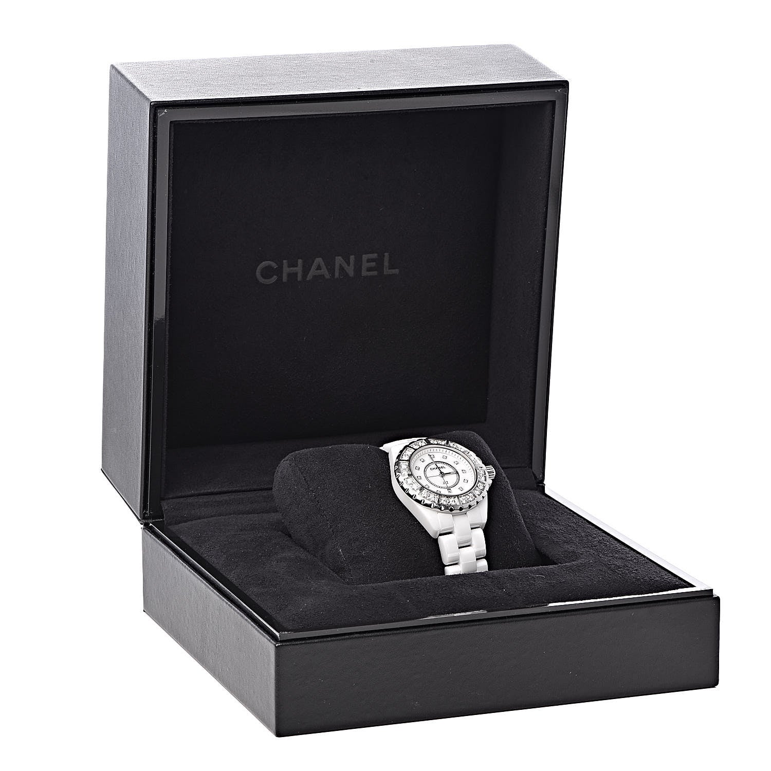 Chanel Stainless Steel Ceramic Diamond 33mm J12 Quartz Watch White 8 of 8