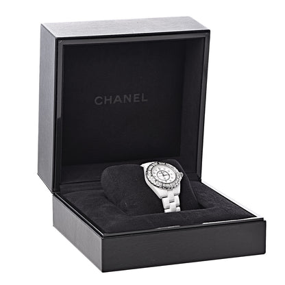 Chanel Stainless Steel Ceramic Diamond 33mm J12 Quartz Watch White 8 of 8