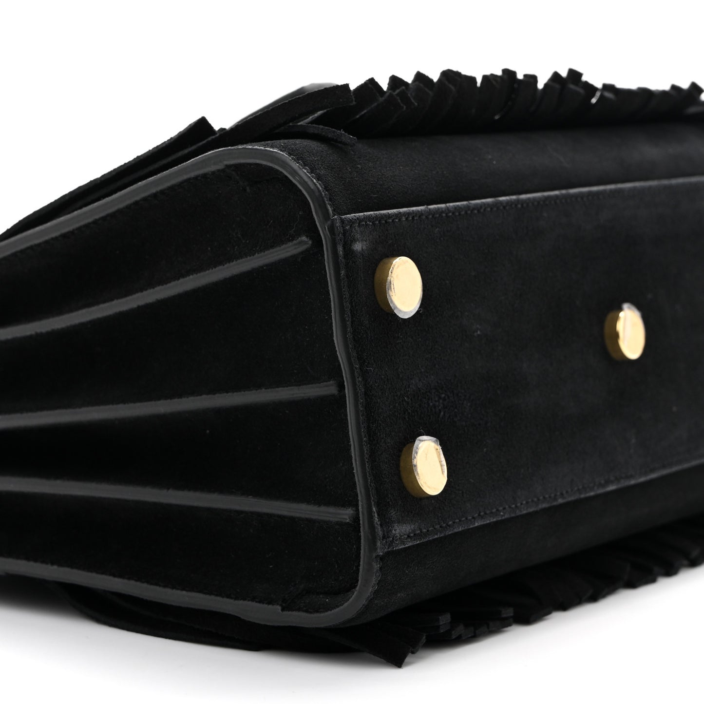 Suede Fringe Nano Sac De Jour Black