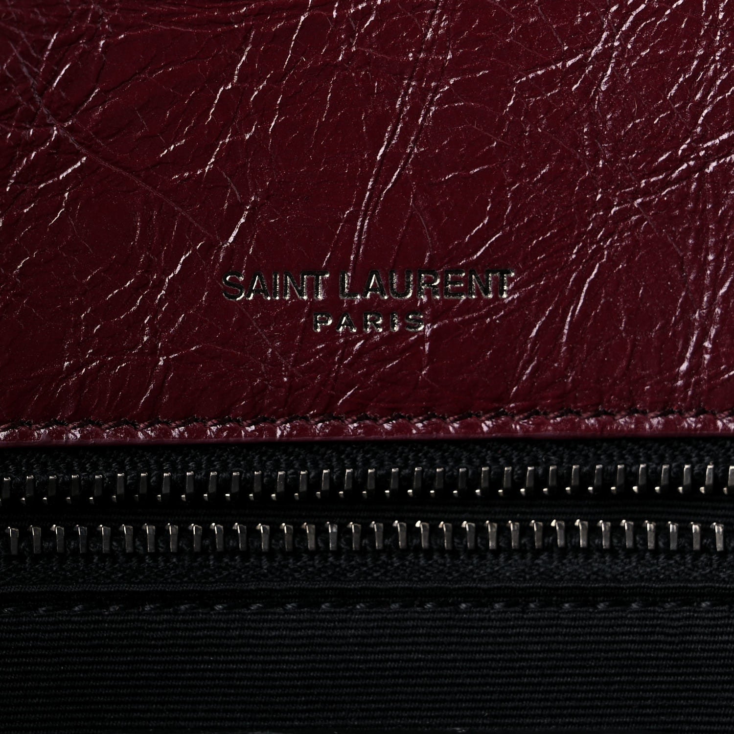 Saint Laurent Crinkled Calfskin Matelasse Monogram Medium Niki Chain Satchel Burgundy 6 of 12