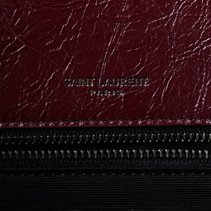 Saint Laurent Crinkled Calfskin Matelasse Monogram Medium Niki Chain Satchel Burgundy 6 of 12