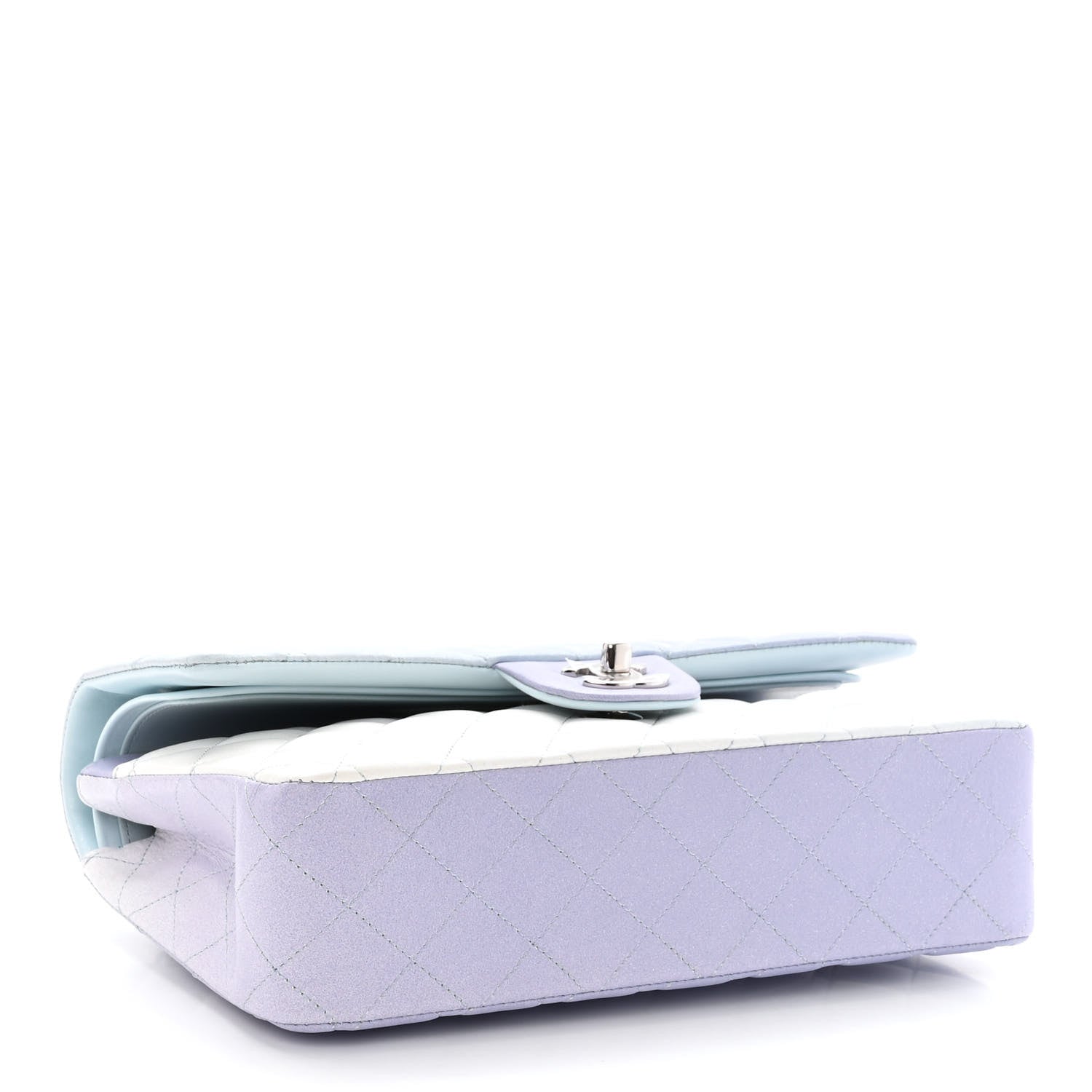 Chanel Perforated Lambskin Quilted Medium Double Flap Light Blue Light Purple White 4 of 10
