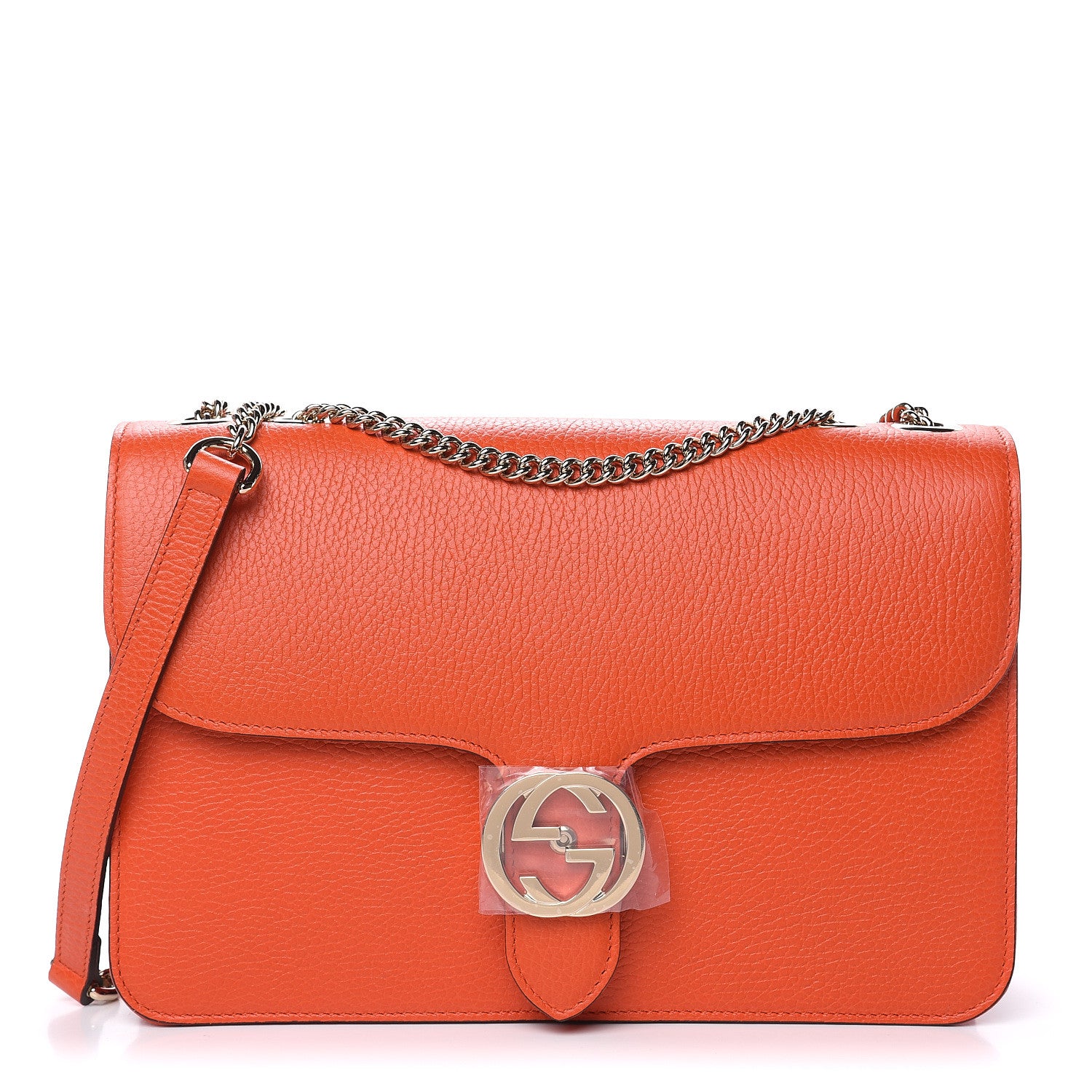 Gucci Dollar Calfskin Interlocking G Shoulder Bag Sun Orange 1 of 9