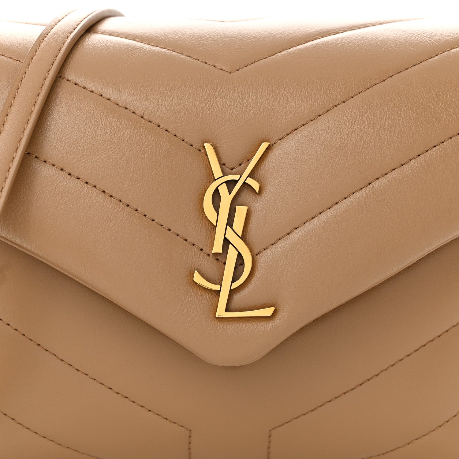 Saint Laurent Calfskin Y Quilted Monogram Toy Loulou Crossbody Bag Latte 8 of 10
