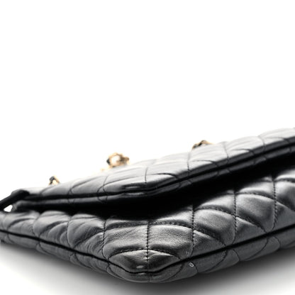 Chanel Shiny Lambskin Quilted Medium Double Case With Strap Black 9 of 11