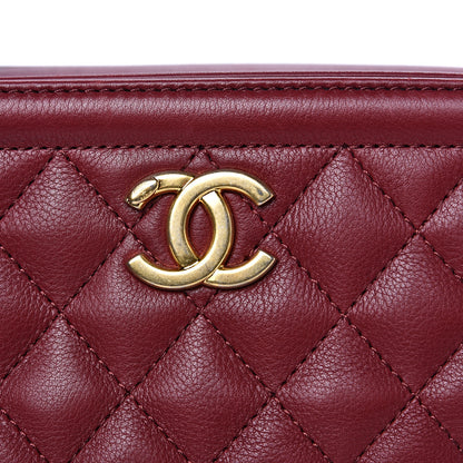 Chanel Calfskin Quilted CC Medium Vanity Case Dark Red 10 of 13