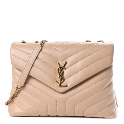 Saint Laurent Calfskin Y Quilted Monogram Medium Loulou Chain Satchel Nude Powder 1 of 15