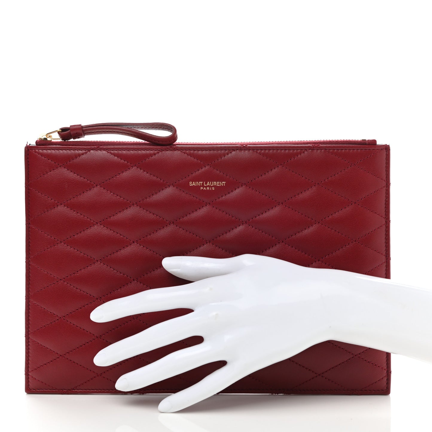 Lambskin Monogram Sade Zip Pouch Rouge Opyum
