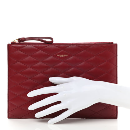 Saint Laurent Lambskin Monogram Sade Zip Pouch Rouge Opyum 2 of 9