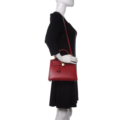 Hermes Tadelakt Kelly Sellier 25 Rouge Vif 2 of 11