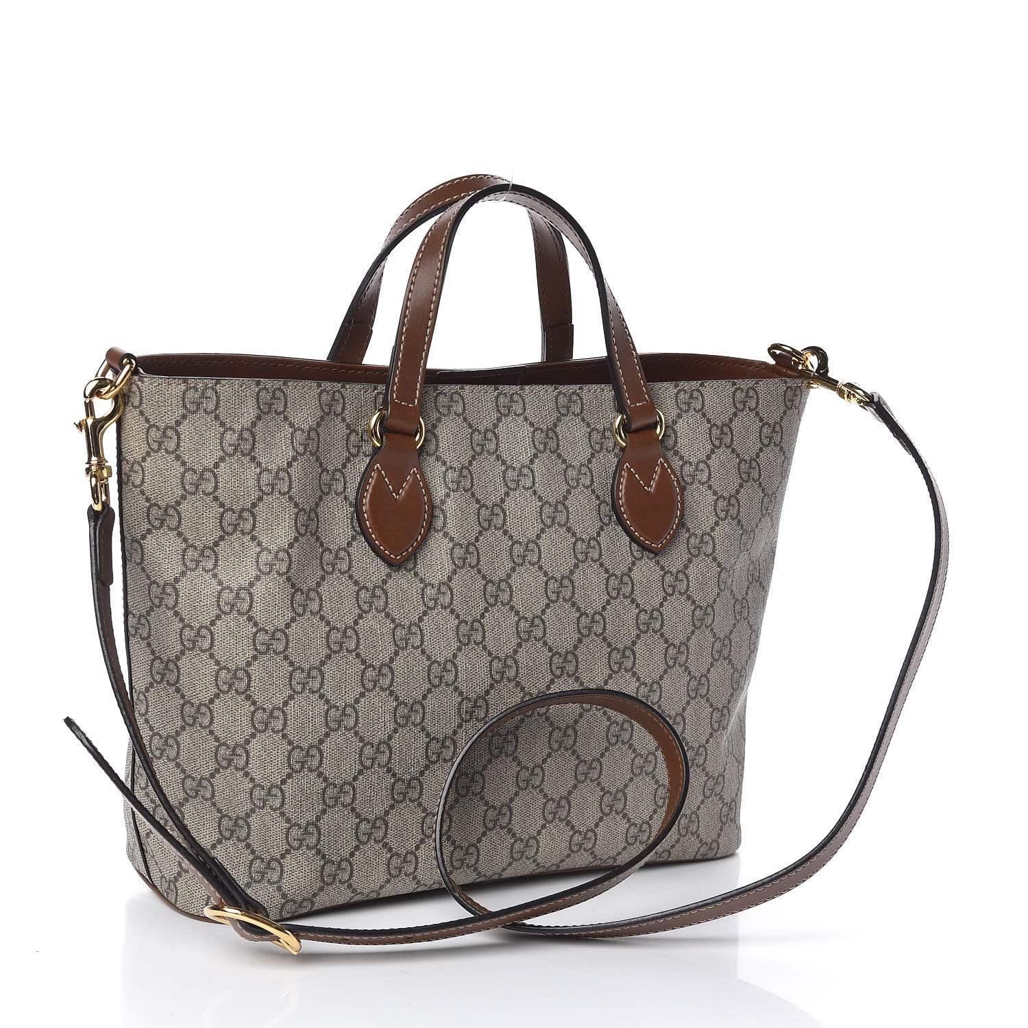 Gucci Soft GG Supreme Monogram Small Crossbody Tote Beige Cuir 3 of 11