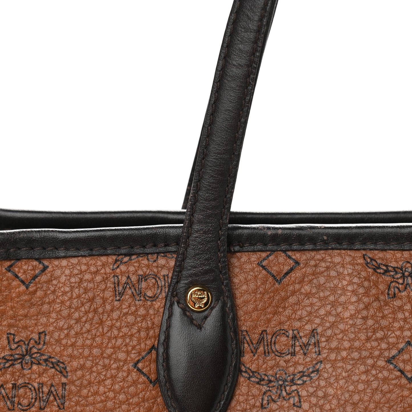 Visetos Dog Bone Striped Shopper Tote Cognac
