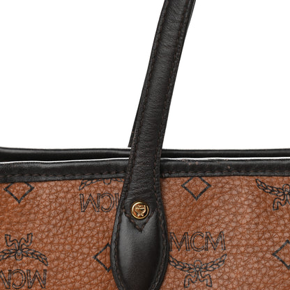 MCM Visetos Dog Bone Striped Shopper Tote Cognac 16 of 17