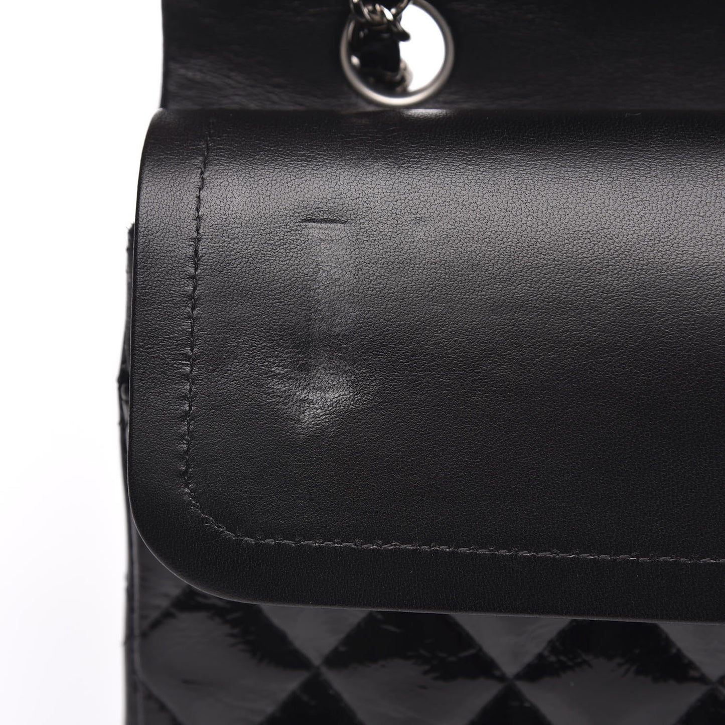 Patent Quilted Medium Double Flap Black