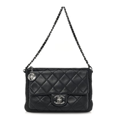 Chanel Lambskin Quilted Mineral Nights Flap Wristlet Black 1 of 12
