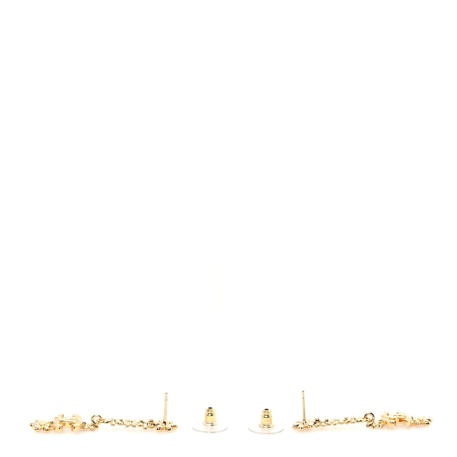 Chanel Metal Crystal CC Drop Earrings Gold 3 of 5