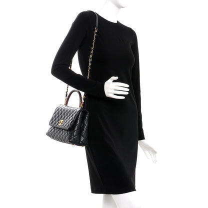 Chanel Caviar Lizard Quilted Small Coco Handle Flap Black 2 of 8