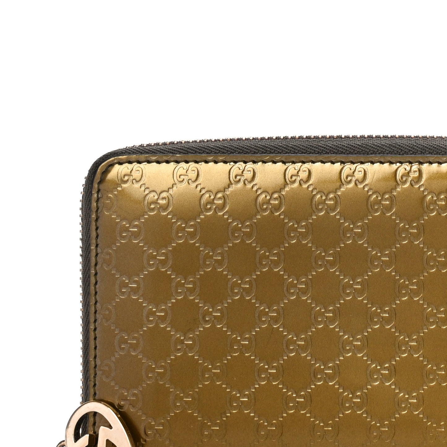 Shine Microguccissima Lovely Heart Zip Around Wallet Gold