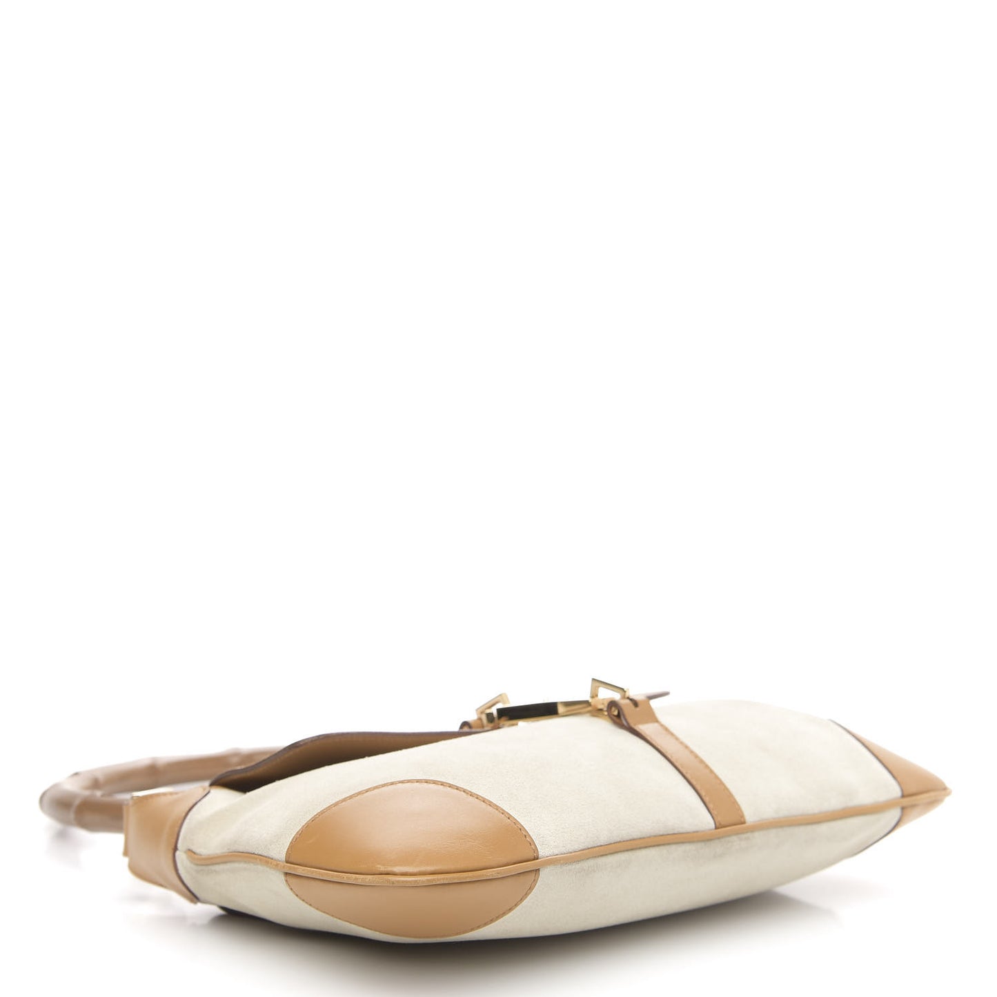 Suede Calfskin Bamboo Handle Jackie O Hobo Beige