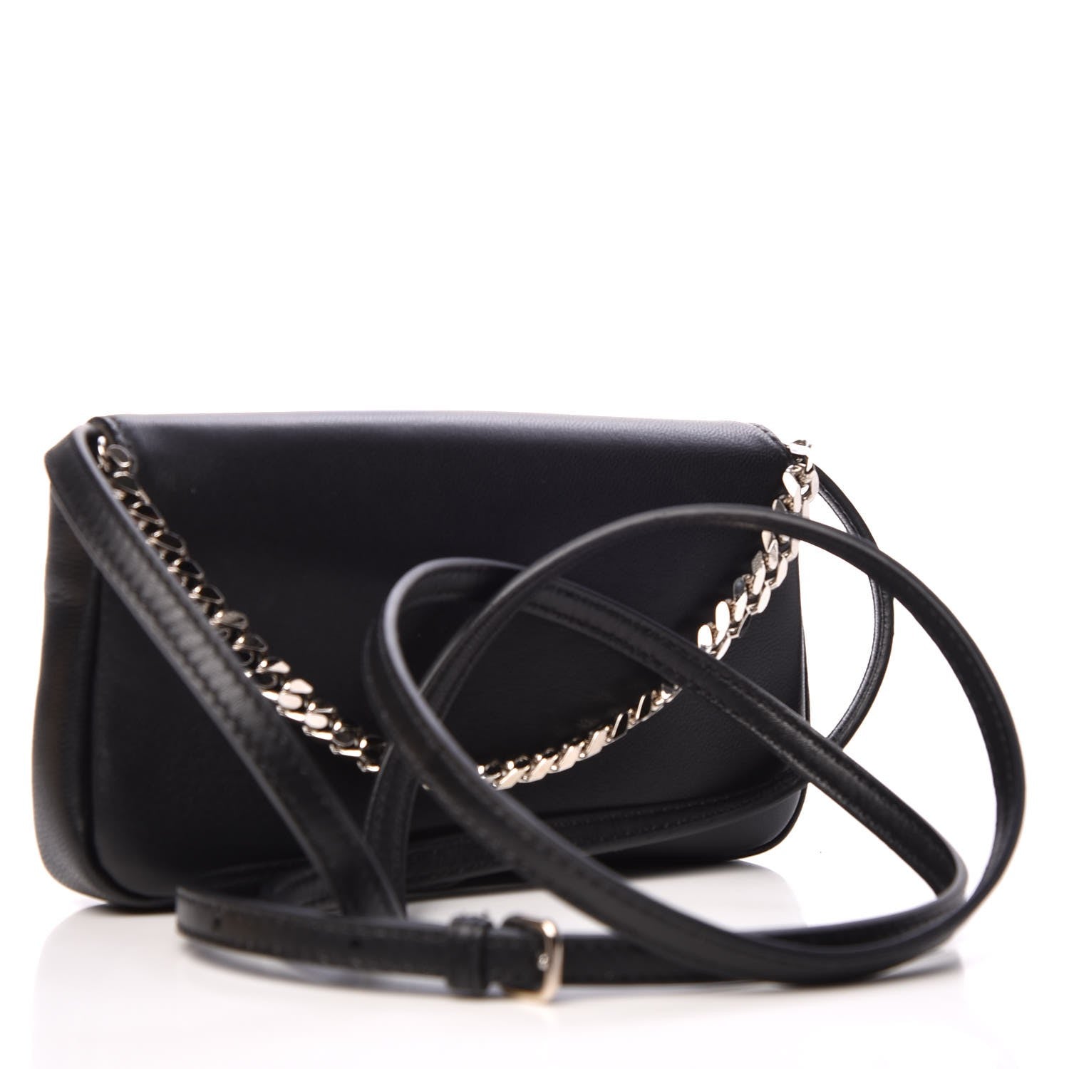 Fendi Nappa Rabbit Fox Fur Micro Buggie Baguette Black 3 of 8