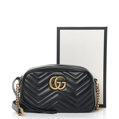 Gucci Calfskin Matelasse Small GG Marmont Chain Shoulder Bag Black 10 of 10