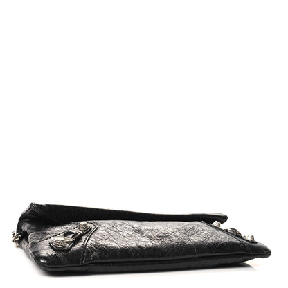 Balenciaga Agneau Giant 12 Silver Hardware Envelope Strap Clutch Black 5 of 14