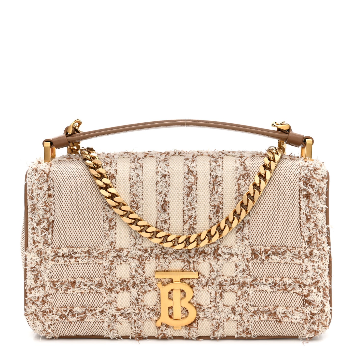Lambskin Needle Punch Quilted Check Small Lola Bag Natural
