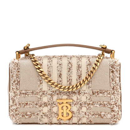 Burberry Lambskin Needle Punch Quilted Check Small Lola Bag Natural 1 of 9