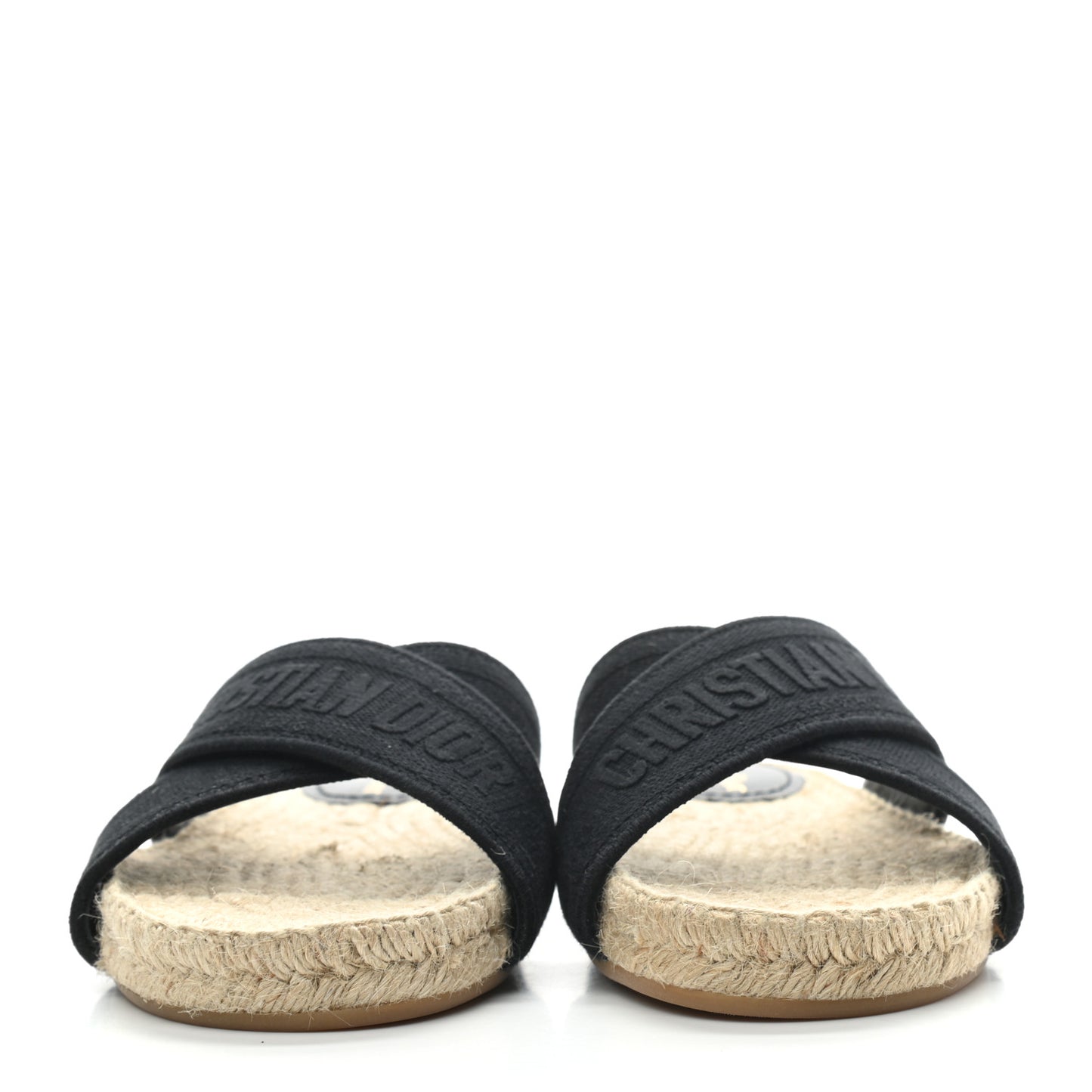 Canvas Embroidered Granville Espadrille Crisscross Flat Slide Sandals 36 Black