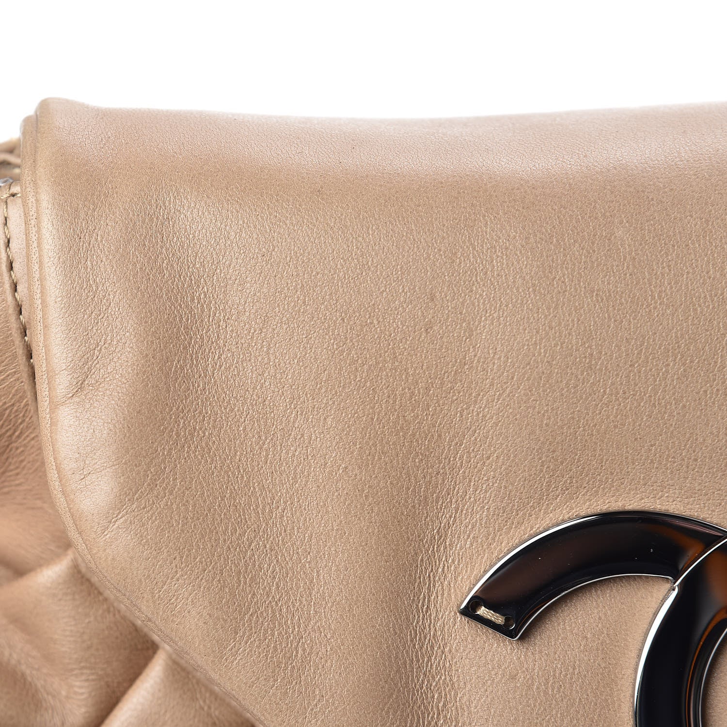 Chanel Lambskin Pleated CC Shoulder Bag Dark Beige 13 of 14