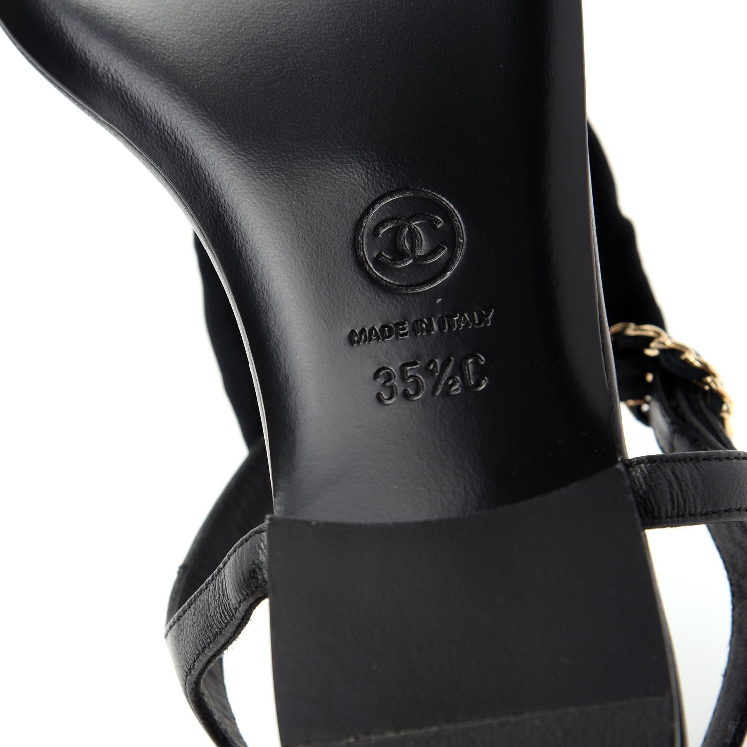 Chanel Lambskin Crystal Chain CC Logo Thong Sandals 35.5 Black 9 of 10