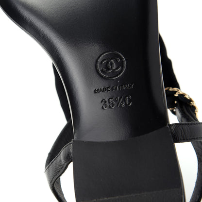 Chanel Lambskin Crystal Chain CC Logo Thong Sandals 35.5 Black 9 of 10
