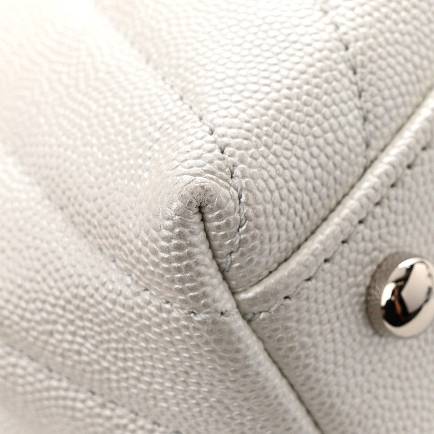 Chanel Iridescent Caviar Chevron Quilted Mini Coco Handle Flap White 14 of 14