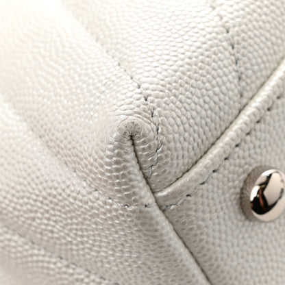Chanel Iridescent Caviar Chevron Quilted Mini Coco Handle Flap White 14 of 14