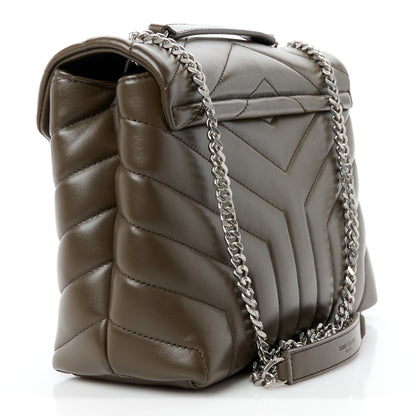 Saint Laurent Calfskin Y Quilted Monogram Small Loulou Chain Satchel Military Olive 3 of 11