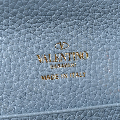 Valentino Garavani Pebbled Calfskin Rockstud Flip Lock Wallet On Chain Niagara 7 of 11